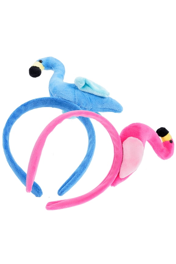 2-Pack Funny Flamingo Animal Headwear Plastic Hairbands for Party Costume Accessories