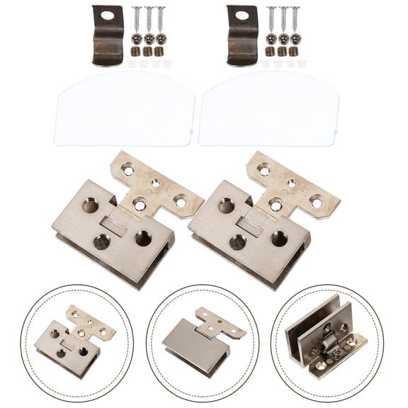 WRITWAA 2Pcs Glass Hinges Zinc Alloy Replacement Smooth Opening and Closing for Bookcases