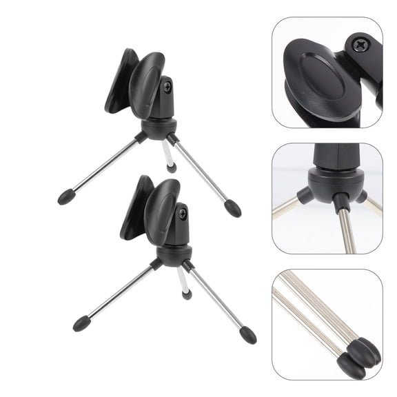 WRITWAA Compact Microphone Stand Universal Mic Mount Adjustable Table Mic Stand Black for Home 2Pcs