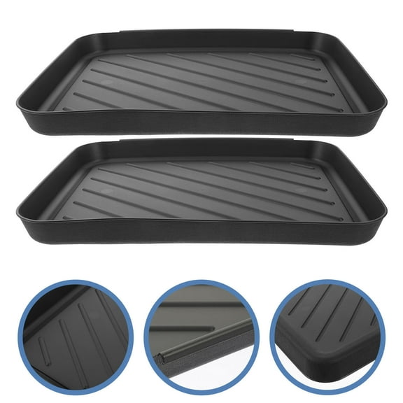 WRITWAA Shoe Storage Tray Black PP Multi-Function Indoor Outdoor Use 2Pcs