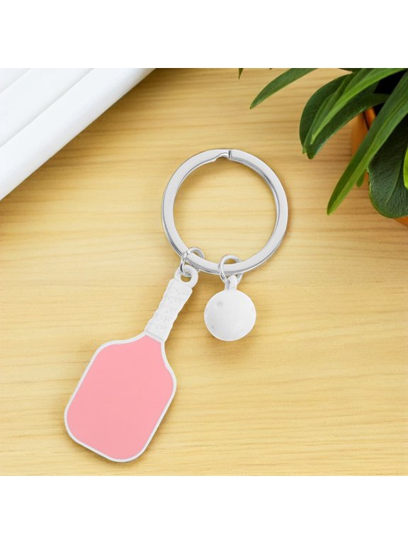 2Pcs Pink Athletic Pickleball Keychain Lightweight Metal Charm for Bag Or Keys