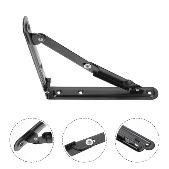 WRITWAA 2Pcs Practical Black Folding Brackets Wall Support for Home Bench Or Table