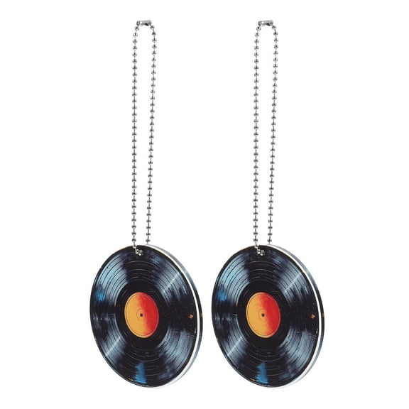 WRITWAA Black Vinyl Record Keychain Hanging Charm for Decoration 2Pcs