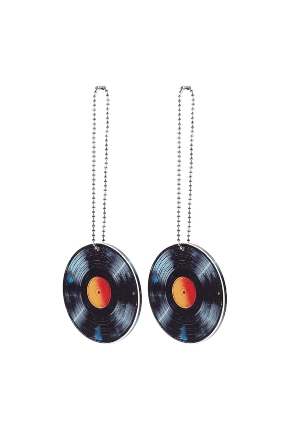 2Pcs Music Style Vinyl Record Keychain Pendant Unique Black Key Holder