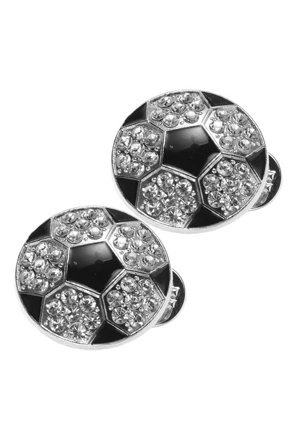 2Pcs Soccer Ball Lapel Pin with Crystal Embellishments for Jackets Scarves and Backpacks