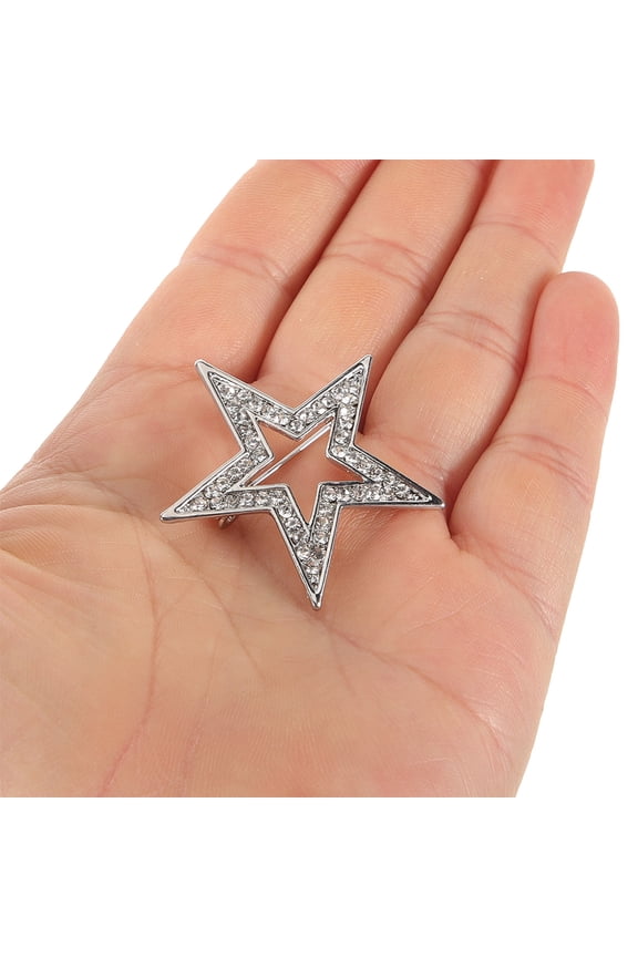 2-Pack Rhinestone Star Brooch Set, Alloy Fashion Suit Pins for Clothing Decoration and Accessories