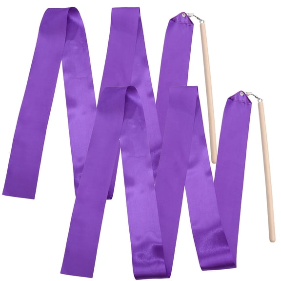 WRITWAA 2Pcs Ribbon Twirlers for Kids Iron Dance Props for Purple