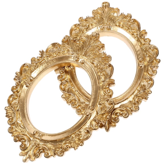 WRITWAA 2Pcs Small Resin Photo Frames with Golden Finish for Handmade Photo Holder
