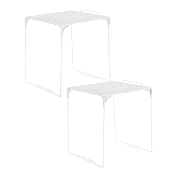 WRITWAA 2Pcs Stackable Locker Organizer Shelves White Mesh for School Locker and Office Cabinet