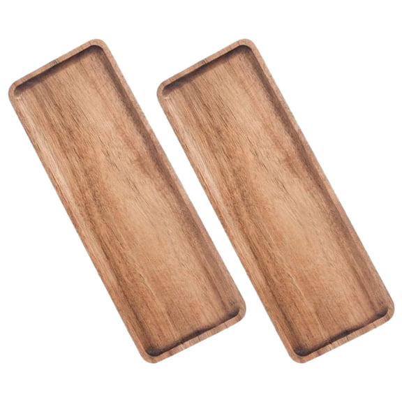 WRITWAA 2Pcs Stackable Rectangular Wooden Serving Trays, Decorative Nesting Organizer for Coffee Table, Home Decor Storage