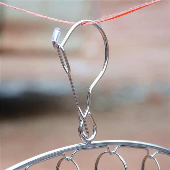 WRITWAA 2Pcs Stainless Steel Drying Hook with 10 Clips for Socks Underwear and Towels Practical Clothes Hanger Silver