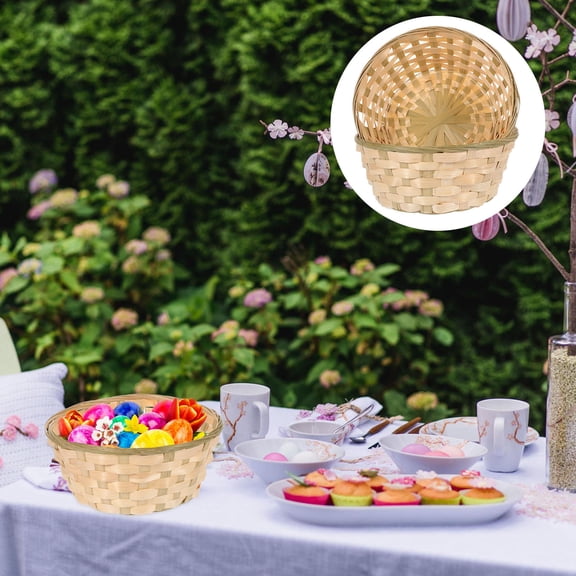 WRITWAA Easter Basket Woven Basket Bamboo 2Pcs