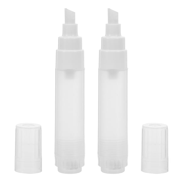 WRITWAA 2pcs Fillable Paint Pen 8mm White Flat Point Plastic Empty Marker