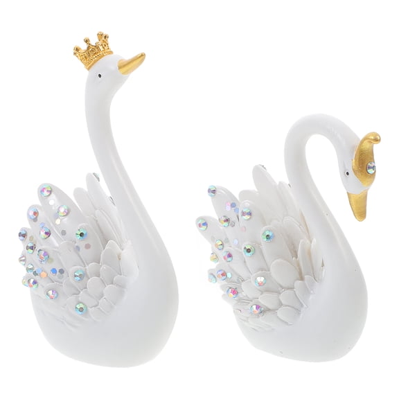 WRITWAA 2Pcs Swan Shape Car Dashboard Decorations White Cute Romantic Car Ornaments