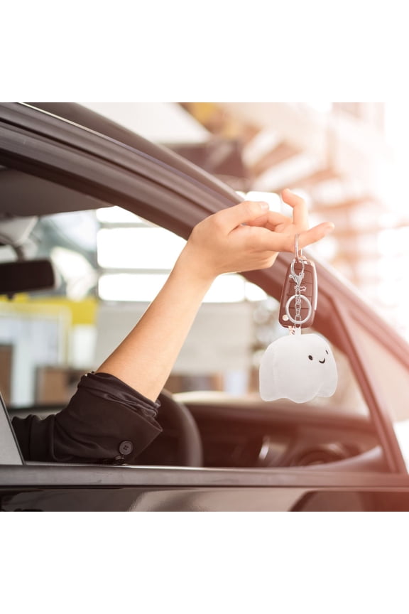 2-Pack White Plush Tooth Keychains Soft Fuzzy Key Holders Bag Charms for Car Keys and Backpack Accessories