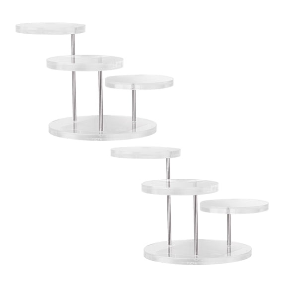 WRITWAA 2Sets Acrylic Display Stand Transparent Multi Layer Compact Circular Showcase for Retail