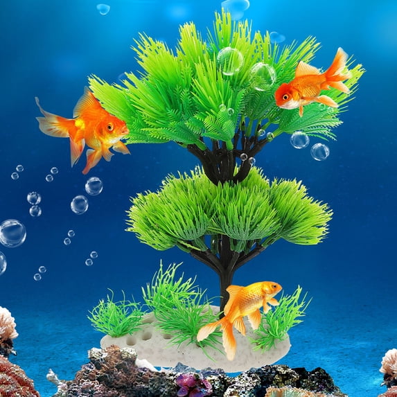 Fake Tree Tank WRITWAA 2-Pack Artificial Plastic Aquarium Trees Fish Tank Decorations ...