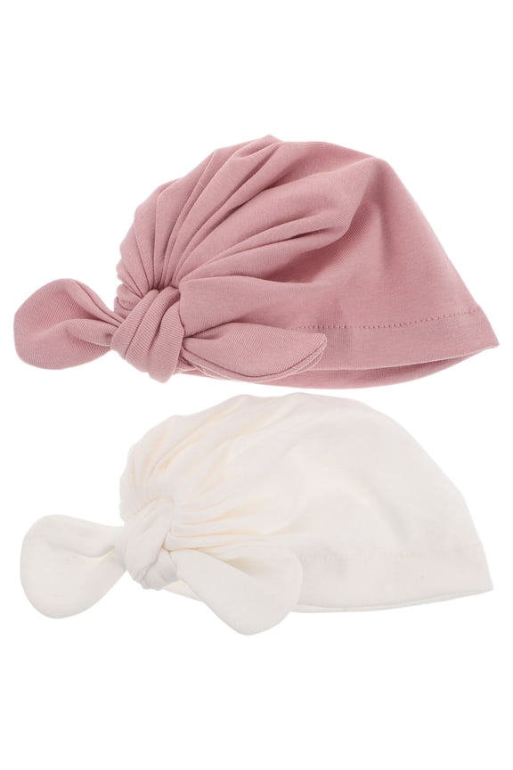 2pcs Baby Headwrap Set Knotted Cotton White Soft Headbands for Newborns and Outdoor Use