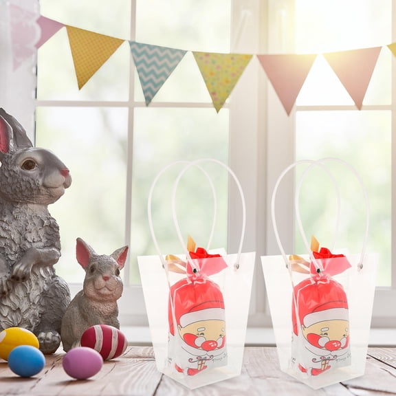 WRITWAA Elegant Clear PP Handheld Bouquet Packing Bags for Gifts and Storage 2Pcs