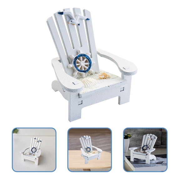 WRITWAA 2pcs Decorative Mini Beach Chair Figurines Pine Ocean Themed Home Decoration