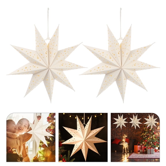 WRITWAA 2-Pack White Paper Star Lamp Shades Hanging Light Covers for Party Decorations and Event Organizers