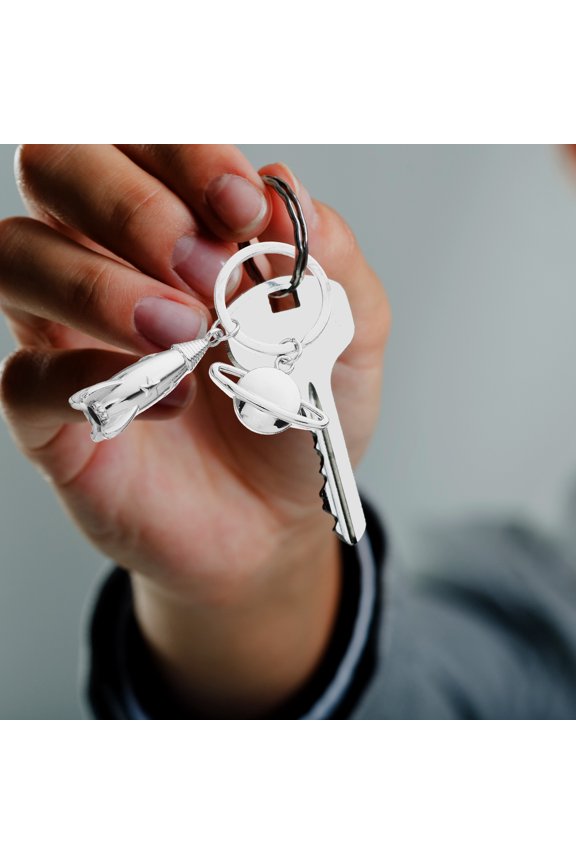 2pcs Key Chain Rocket Shape Zinc Alloy for Daily Keys Storage