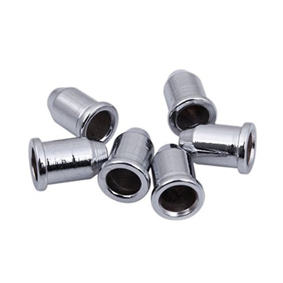 WRITWAA 30Pcs Plated Silver Guitar String Caps Through Body Ferrules for Guitar String Repair and Replacement