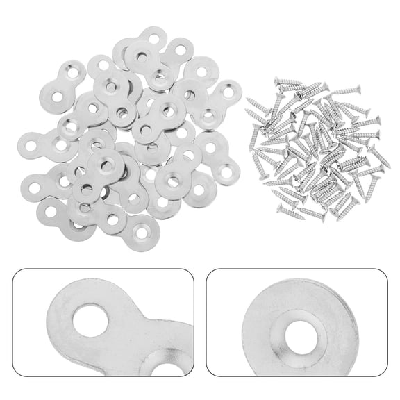 WRITWAA 30Pcs Plated Silver Iron Tabletop Fasteners 8 Figure Double Hole Flat Metal Connecting Tabs Hardware