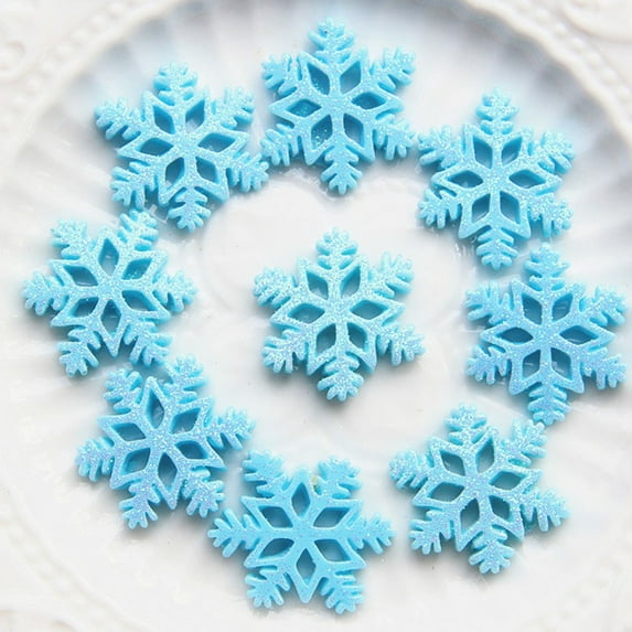 WRITWAA 36 Pieces Sky Resin Snowflake Decorations for Crafts, Hair Accessories, Scrapbooking and More