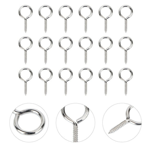 WRITWAA Screw In Hooks Sheep Eye Screw Silver 36pcs 1.02x0.47in Metal