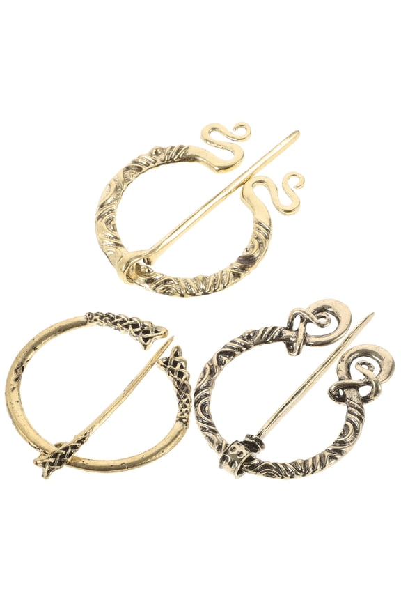 Retro Alloy Shawl Brooch Set 3pcs Scarf Pins for Women, Stylish Everyday Use Accessories