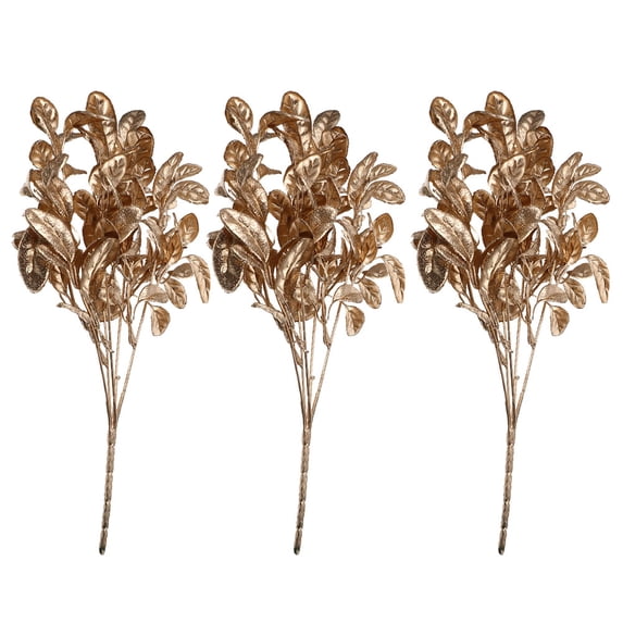 WRITWAA 3-Pack Decorative Artificial Golden Round Leaves for Crafts, Event Decorations, Party Props, Plastic Leaf Accents