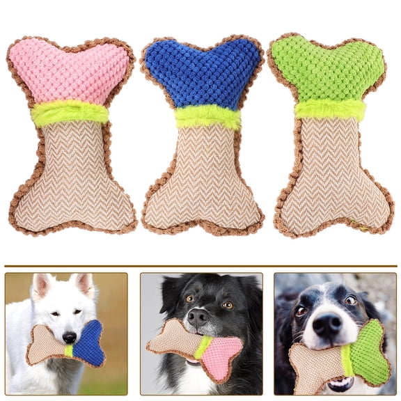 WRITWAA 3Pcs Dinosaur Shaped Puppy Teething Chew Toys Assorted Color Plush for Christmas Atmosphere