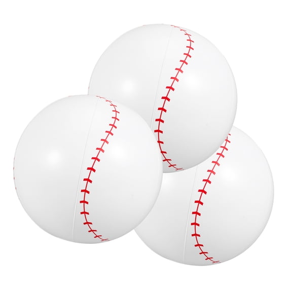 WRITWAA 3Pcs White PVC Inflatable Baseball Pool Balls Durable Lightweight for Outdoor Sports