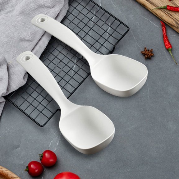 WRITWAA 3Pcs Kitchen White Soup Ladle with Integrated Molding for Easy Handling and Multiple Uses