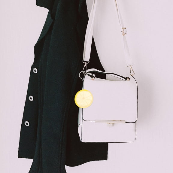 WRITWAA 3Pcs Fruit Keychain Charm Artificial Fruits for Decoration Assorted Color PVC Key Holder for Women