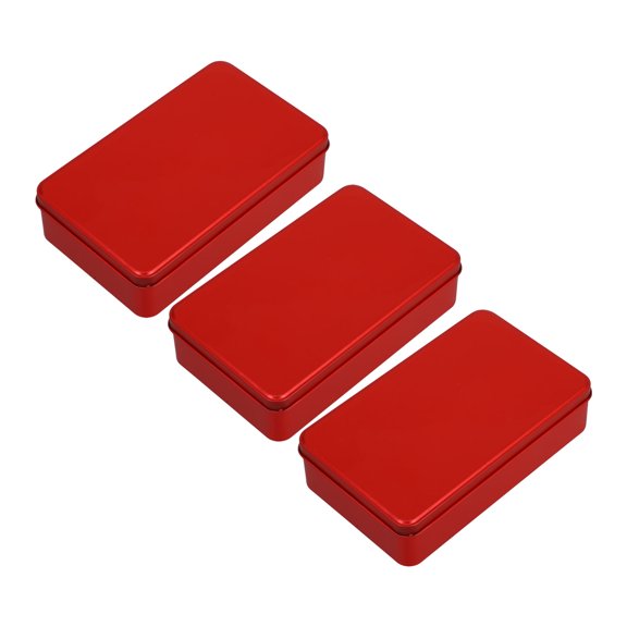 WRITWAA Strong Red Metal Tins 3Pcs for Candy and Small Objects Home Organization Portable