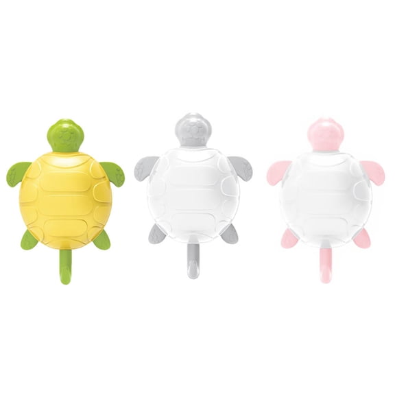 WRITWAA 3Pcs Removable Wall Hooks Grey ABS Safe to Use Tortoise Shape for Key Hooks