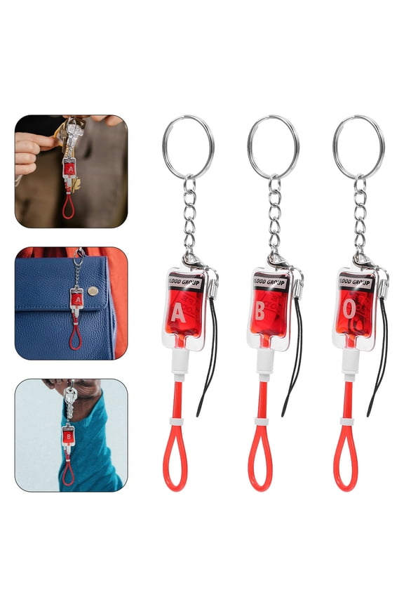 Keyring Pendant Spooky Keychain Red ABS 3Pcs