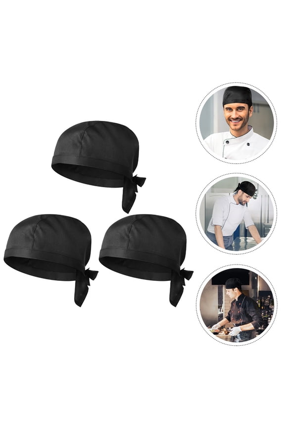 3pcs Chef Turban Hat Catering Cap For Men And Women, Ribbon Chef Hat For Cooks, Bakers