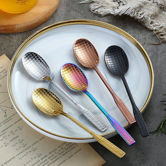 WRITWAA Rose Titanium Stirring Spoons Set of 3 with Smooth Curved Design and Comfortable Grip