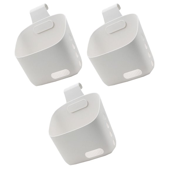 WRITWAA 3Pcs White Hanging Wall Basket for Kitchen Storage with Removable Handles Practical Organizer