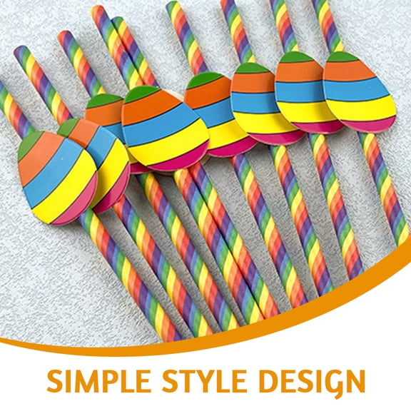 WRITWAA 40Pcs Colorful Decorative Paper Straws for Parties Banquets Easter Disposable Round Straws