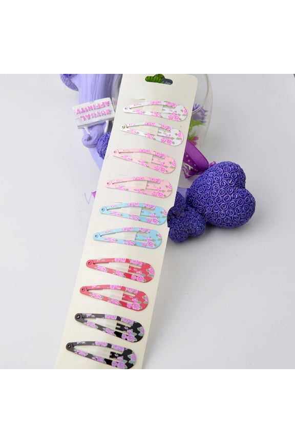 40Pcs Snap Hair Clips Metal Snap Close Barrettes Assorted Color Patterns