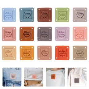 WRITWAA 45Pcs Handmade Sewing Labels PU Assorted Color Tags for Crochet Hats Bags and Crafts