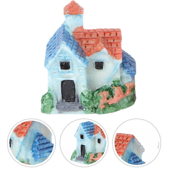 WRITWAA 4PCS Miniature Garden Houses Mossy Microlandscape Decor Assorted Colors for Indoor Display