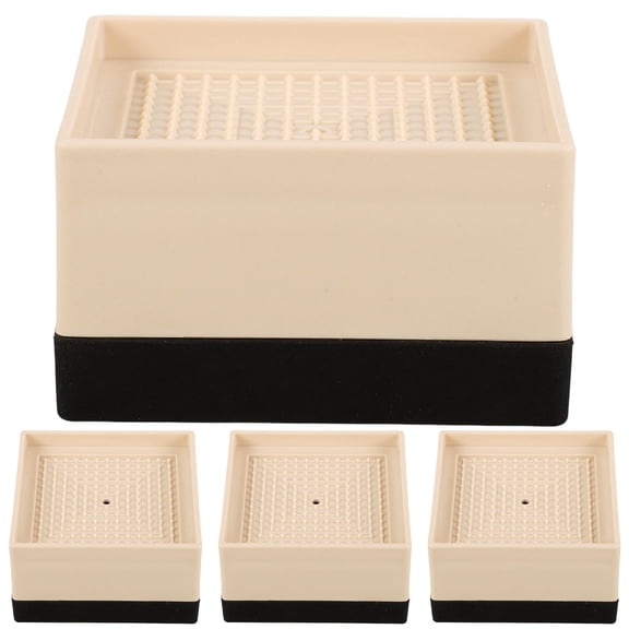 WRITWAA 4Pcs Beige Resin Bed Risers with Tpu Soft Vinyl for Home Furniture Anti Skid Protection