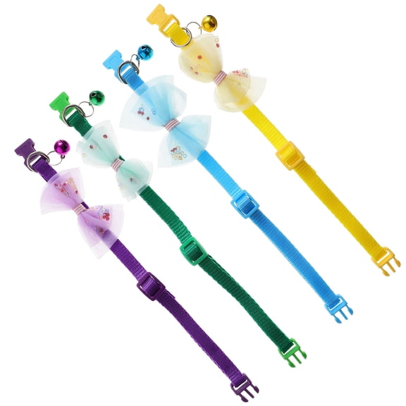 WRITWAA 4Pcs Cat Accessories Cat Collar Breakaway Bow Tie for Party Use in Yellow Color