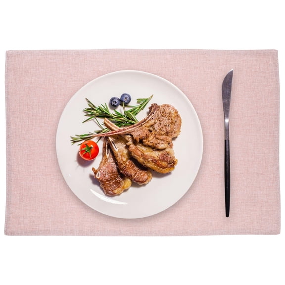 WRITWAA Beige Linen Placemat Set, Foldable Table Mats for Home and Restaurant Use, Stain Resistant, Easy to Clean and