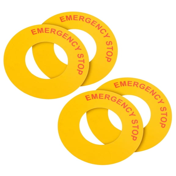 OFFIGAM 4Pcs Emergency Stop Sign Stickers Yellow PP Material Durable Warning Labels for Machinery Buttons